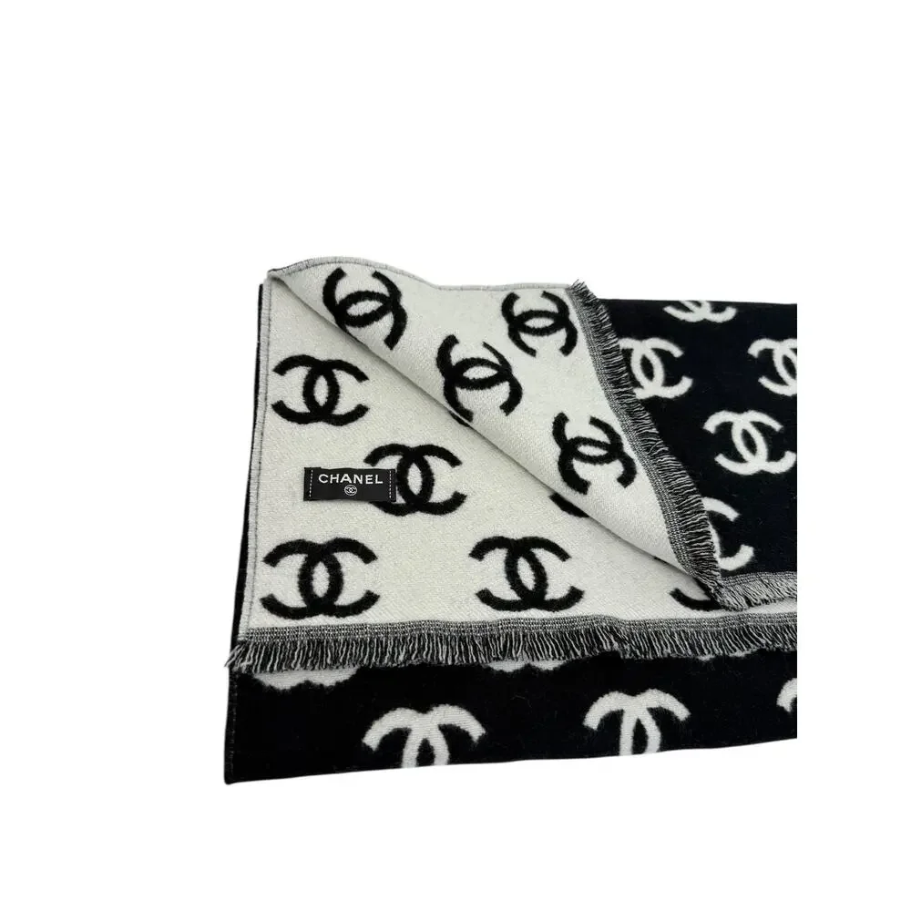 Chanel Wool/Cashmere Blend Fringe Scarf